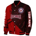 customized washington nationals hexagon mesh red black varsity jacket best selling