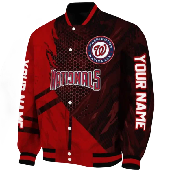 customized washington nationals hexagon mesh red black varsity jacket best selling