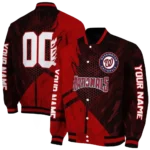 customized washington nationals hexagon mesh red black varsity jacket best selling