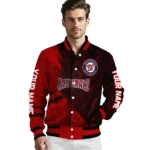 customized washington nationals hexagon mesh red black varsity jacket best selling