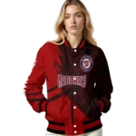 customized washington nationals hexagon mesh red black varsity jacket best selling