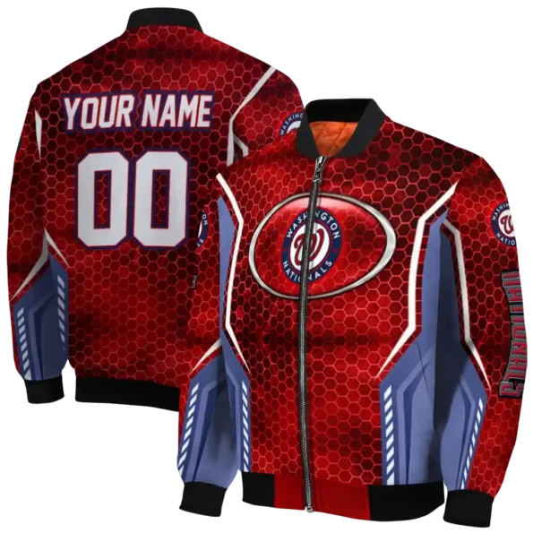 customized washington nationals power plate red bomber jacket fashion forward