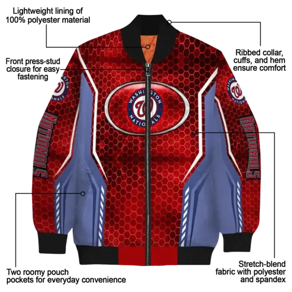 customized washington nationals power plate red bomber jacket new arrival