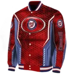 customized washington nationals power plate red varsity jacket best selling