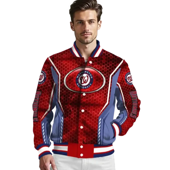customized washington nationals power plate red varsity jacket high quality