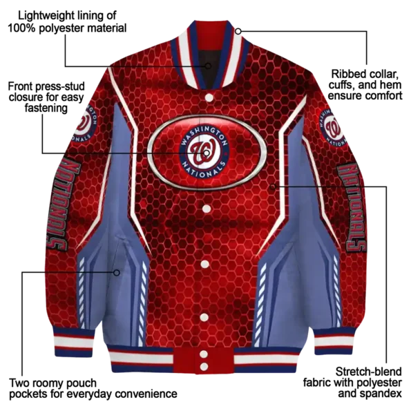 customized washington nationals power plate red varsity jacket new arrival