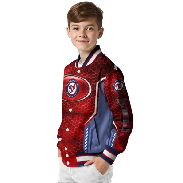 customized washington nationals power plate red varsity jacket trendy