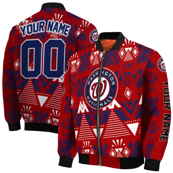 customized washington nationals pyramid shapes red bomber jacket fashion forward