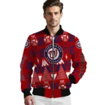 customized washington nationals pyramid shapes red bomber jacket best selling