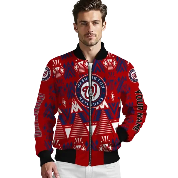customized washington nationals pyramid shapes red bomber jacket high quality