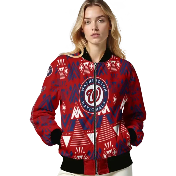 customized washington nationals pyramid shapes red bomber jacket latest model