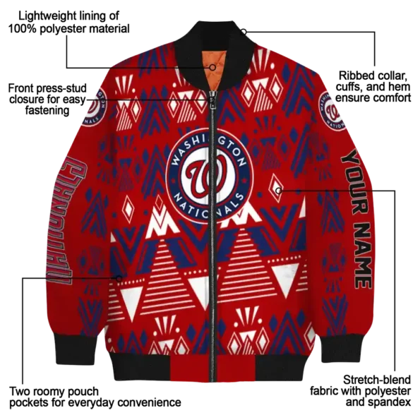 customized washington nationals pyramid shapes red bomber jacket new arrival