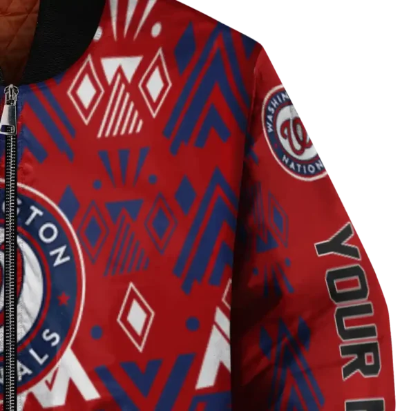 customized washington nationals pyramid shapes red bomber jacket premium grade
