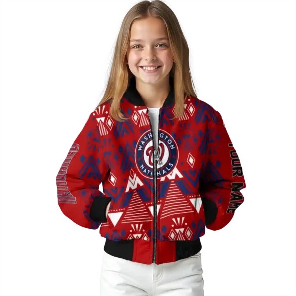 customized washington nationals pyramid shapes red bomber jacket top rated