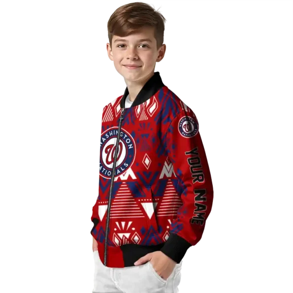 customized washington nationals pyramid shapes red bomber jacket trendy
