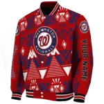 customized washington nationals pyramid shapes red varsity jacket best selling