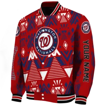 customized washington nationals pyramid shapes red varsity jacket best selling