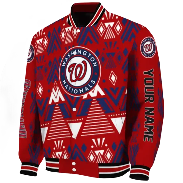 customized washington nationals pyramid shapes red varsity jacket best selling