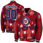 customized washington nationals pyramid shapes red varsity jacket best selling