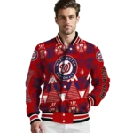 customized washington nationals pyramid shapes red varsity jacket best selling