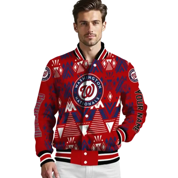 customized washington nationals pyramid shapes red varsity jacket high quality 1
