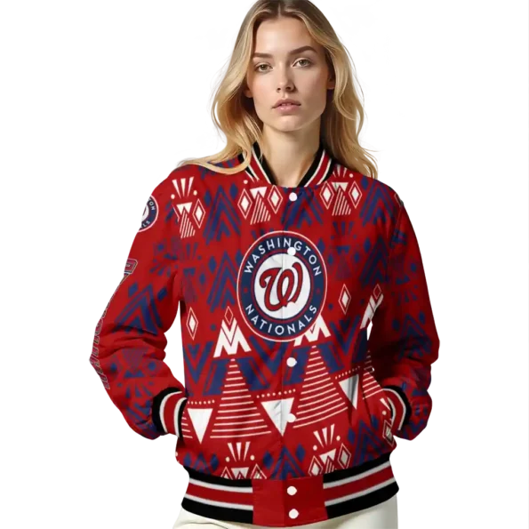 customized washington nationals pyramid shapes red varsity jacket latest model 1