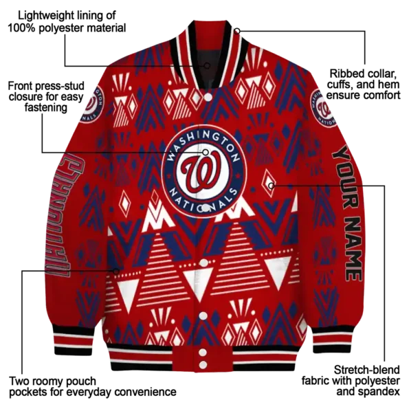 customized washington nationals pyramid shapes red varsity jacket new arrival 1