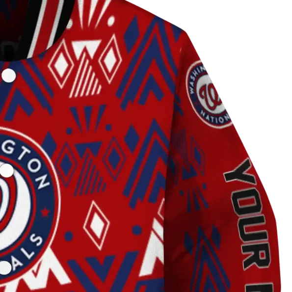 customized washington nationals pyramid shapes red varsity jacket premium grade 1