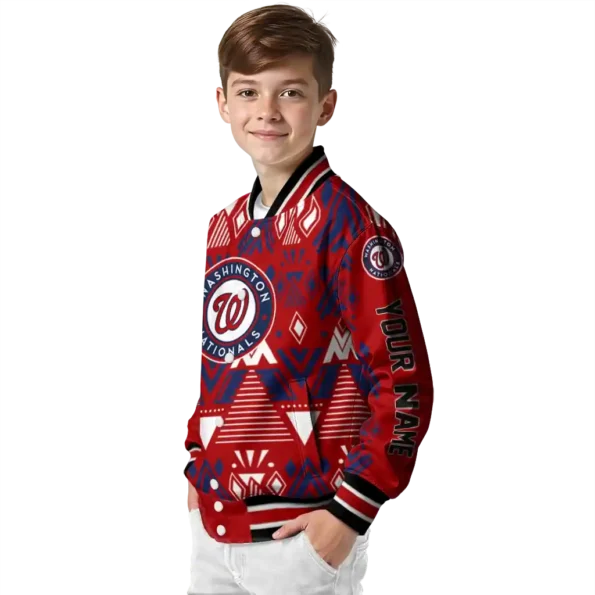 customized washington nationals pyramid shapes red varsity jacket trendy 1