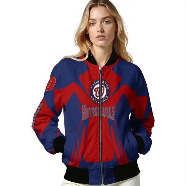 customized washington nationals spider mark red crocs bomber jacket latest model