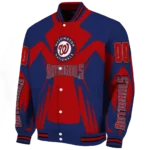 customized washington nationals spider mark red crocs varsity jacket best selling