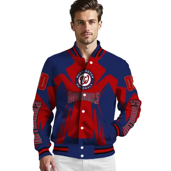 customized washington nationals spider mark red crocs varsity jacket high quality