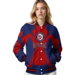 customized washington nationals spider mark red crocs varsity jacket best selling