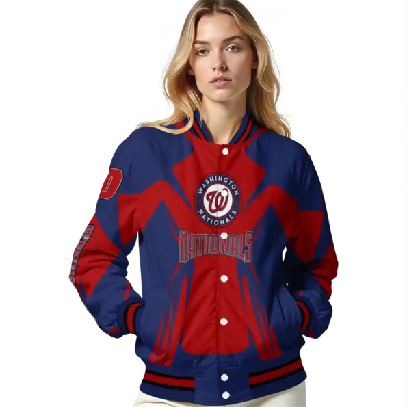 customized washington nationals spider mark red crocs varsity jacket latest model