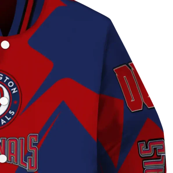 customized washington nationals spider mark red crocs varsity jacket premium grade
