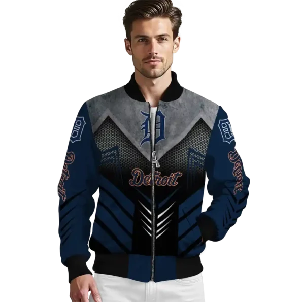 detroit tigers arrow layer navy black bomber jacket high quality