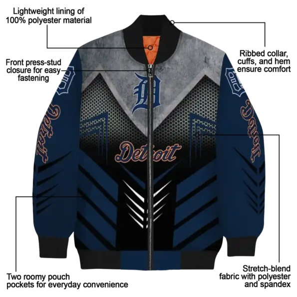 detroit tigers arrow layer navy black bomber jacket new arrival