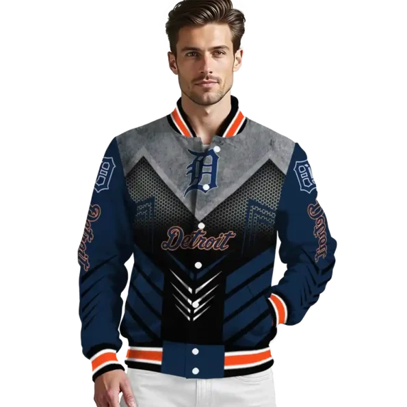 detroit tigers arrow layer navy black varsity jacket high quality