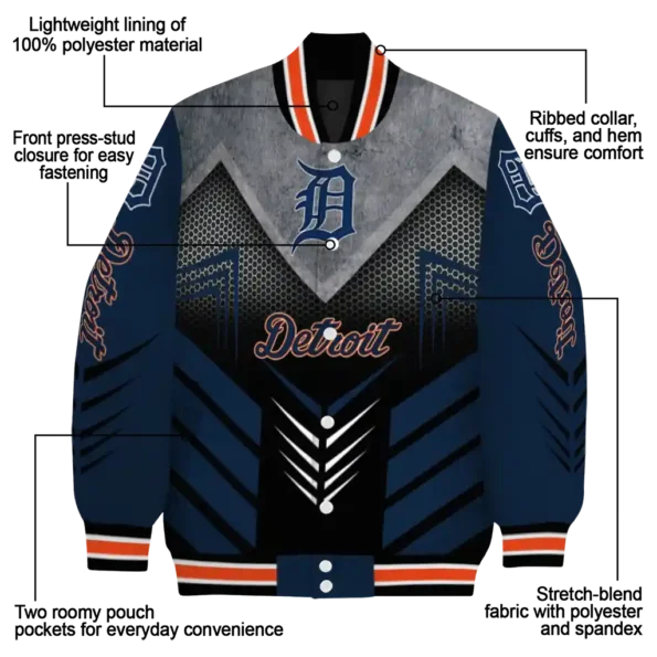 detroit tigers arrow layer navy black varsity jacket new arrival