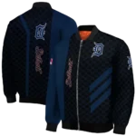 detroit tigers triple side stripes navy black bomber jacket best selling