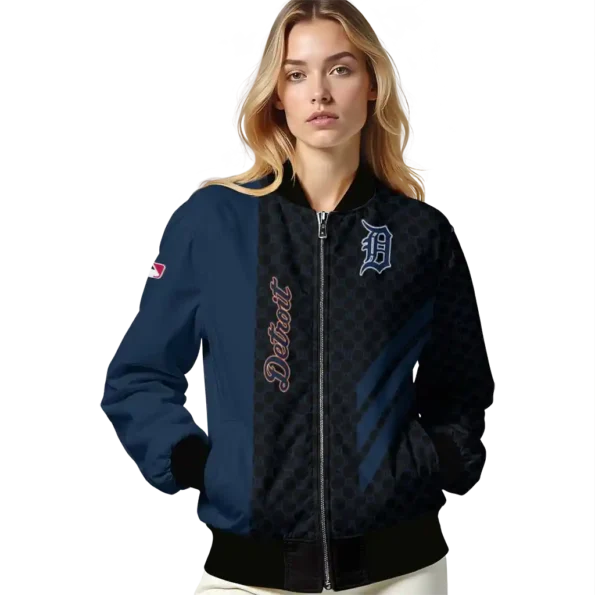 detroit tigers triple side stripes navy black bomber jacket latest model