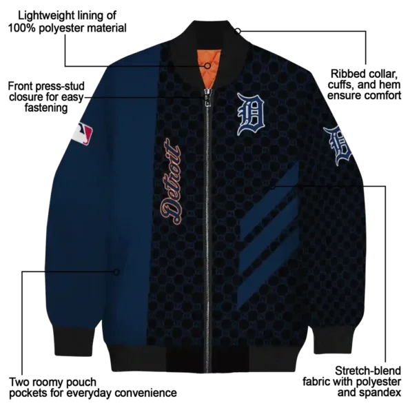 detroit tigers triple side stripes navy black bomber jacket new arrival