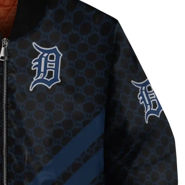 detroit tigers triple side stripes navy black bomber jacket premium grade