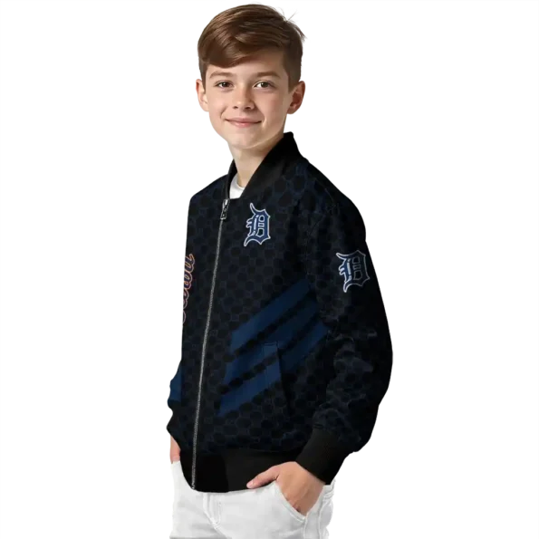 detroit tigers triple side stripes navy black bomber jacket trendy