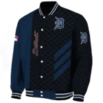 detroit tigers triple side stripes navy black varsity jacket best selling
