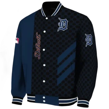 detroit tigers triple side stripes navy black varsity jacket best selling