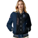 detroit tigers triple side stripes navy black varsity jacket best selling