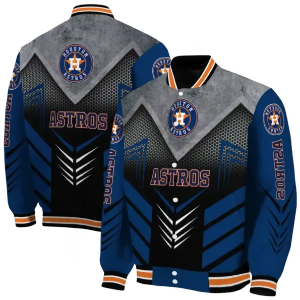houston astros arrow layer blue black varsity jacket fashion forward
