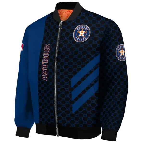 houston astros triple side stripes blue black bomber jacket best selling
