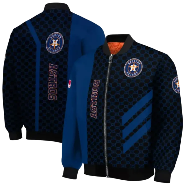 houston astros triple side stripes blue black bomber jacket fashion forward